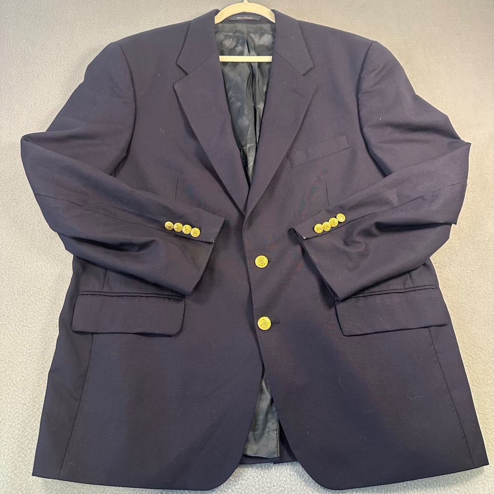 Chaps Ralph Lauren Mens Navy Blue Pure New Wool Blazer Gold Crest Buttons Canada